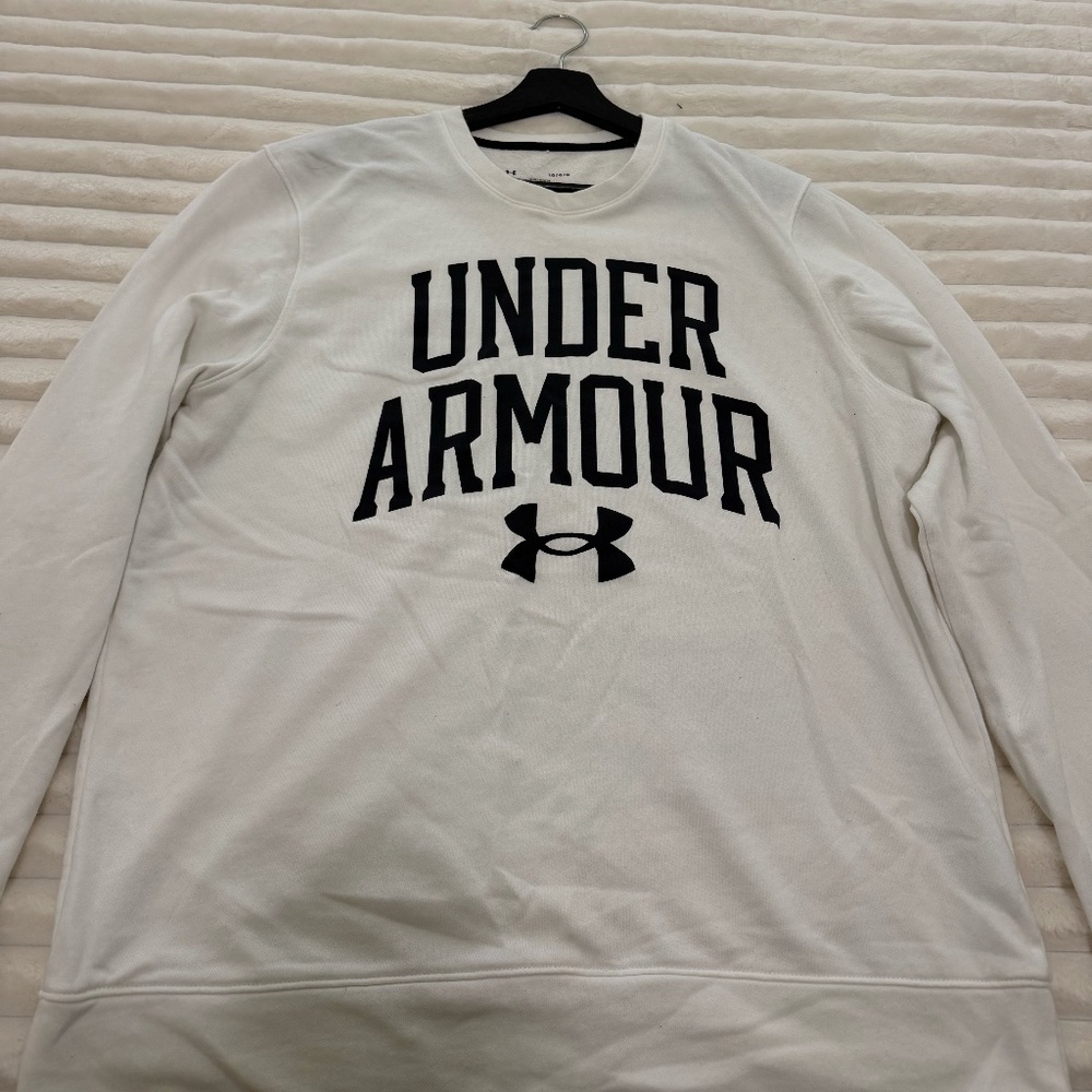 Under Armour large, cream colored, loose sweatshirt